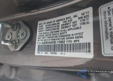 2011 Honda Cr-V Se z USA, uszkodzony, nr VIN 5J6RE4H4XBL115952